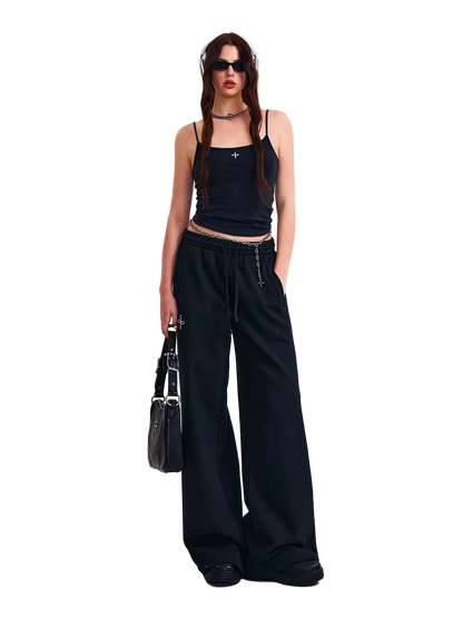 Cross Statue Wide-Leg Cotton Sweatpants