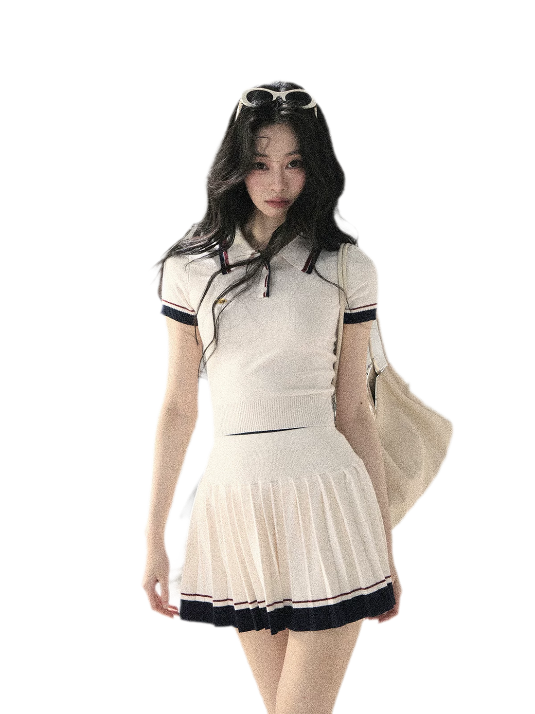 Jacquard Polo Pleated Skirt Set