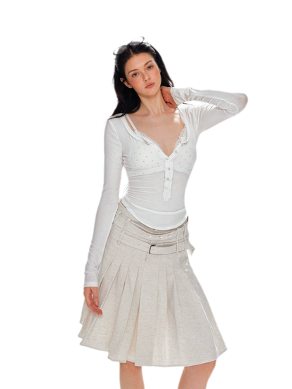 Lyocell Ruched Long Sleeve Top