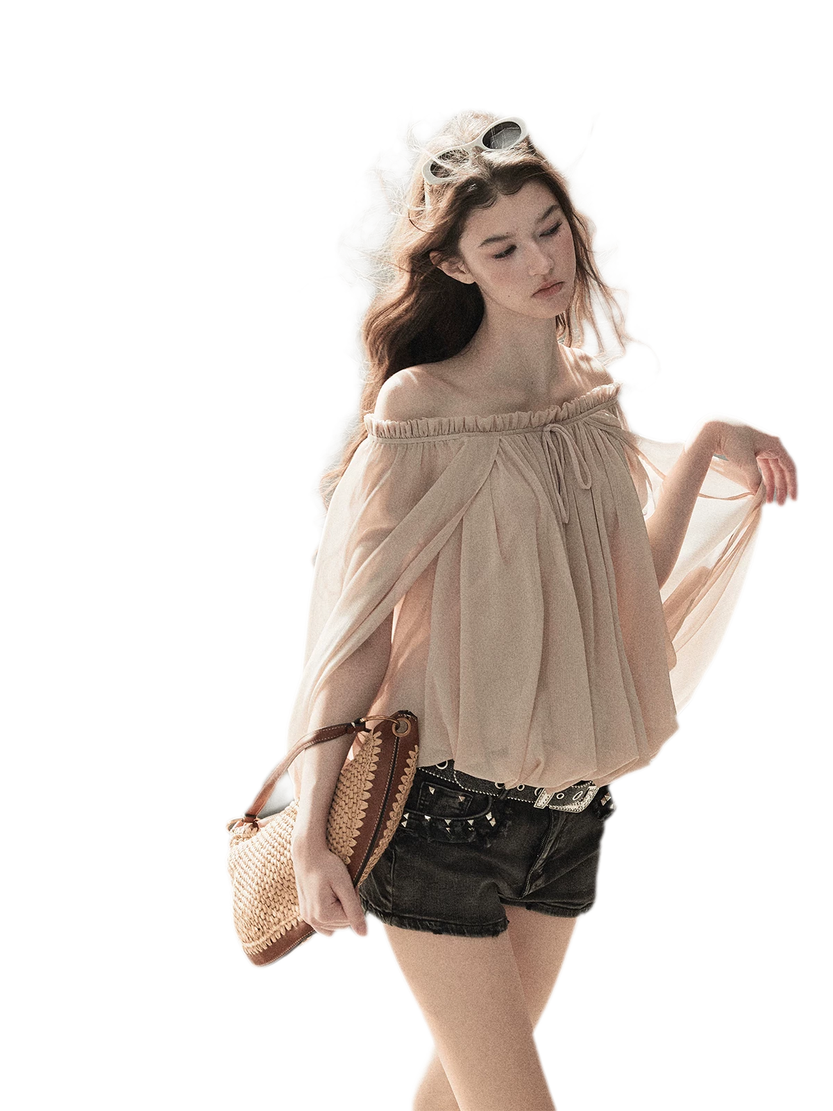 Crinkled Off-Shoulder Top