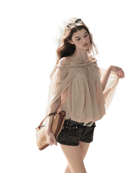 Crinkled Off-Shoulder Top