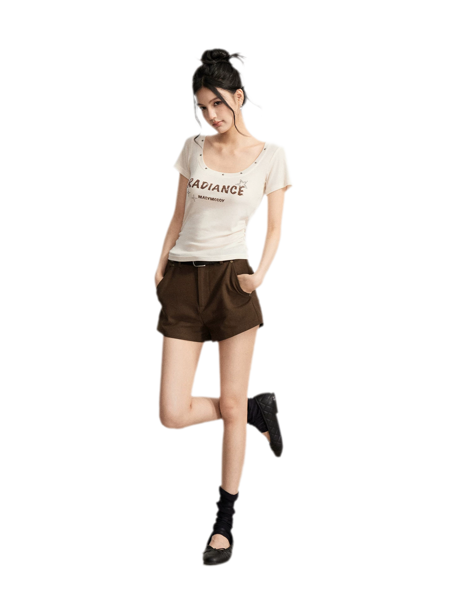 Tencel U-Neck Logo T-Shirt