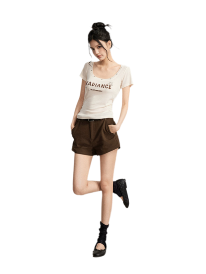 Tencel U-Neck Logo T-Shirt