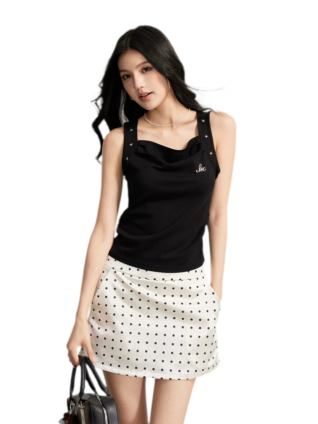 Lace Polka Dot Mini Skirt