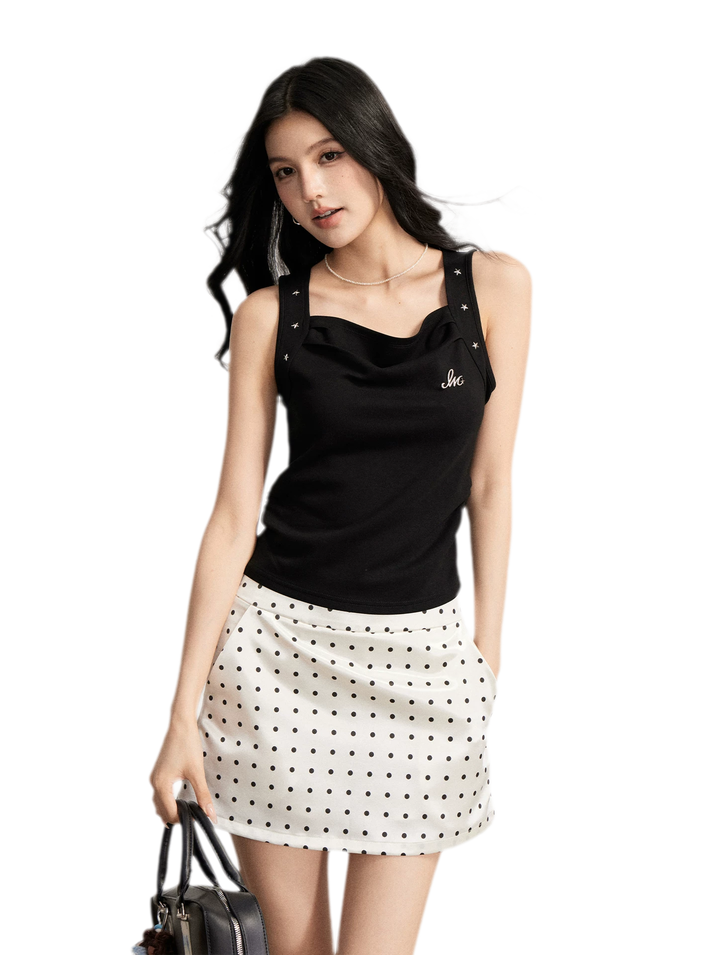 Lace Polka Dot Mini Skirt