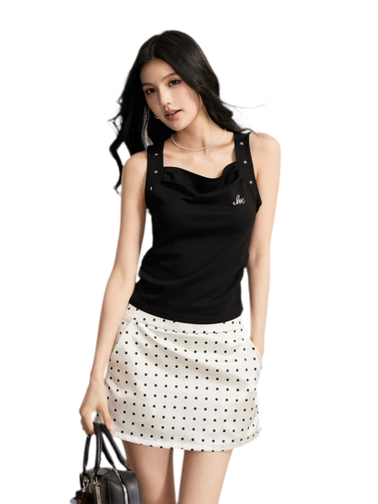 Lace Polka Dot Mini Skirt