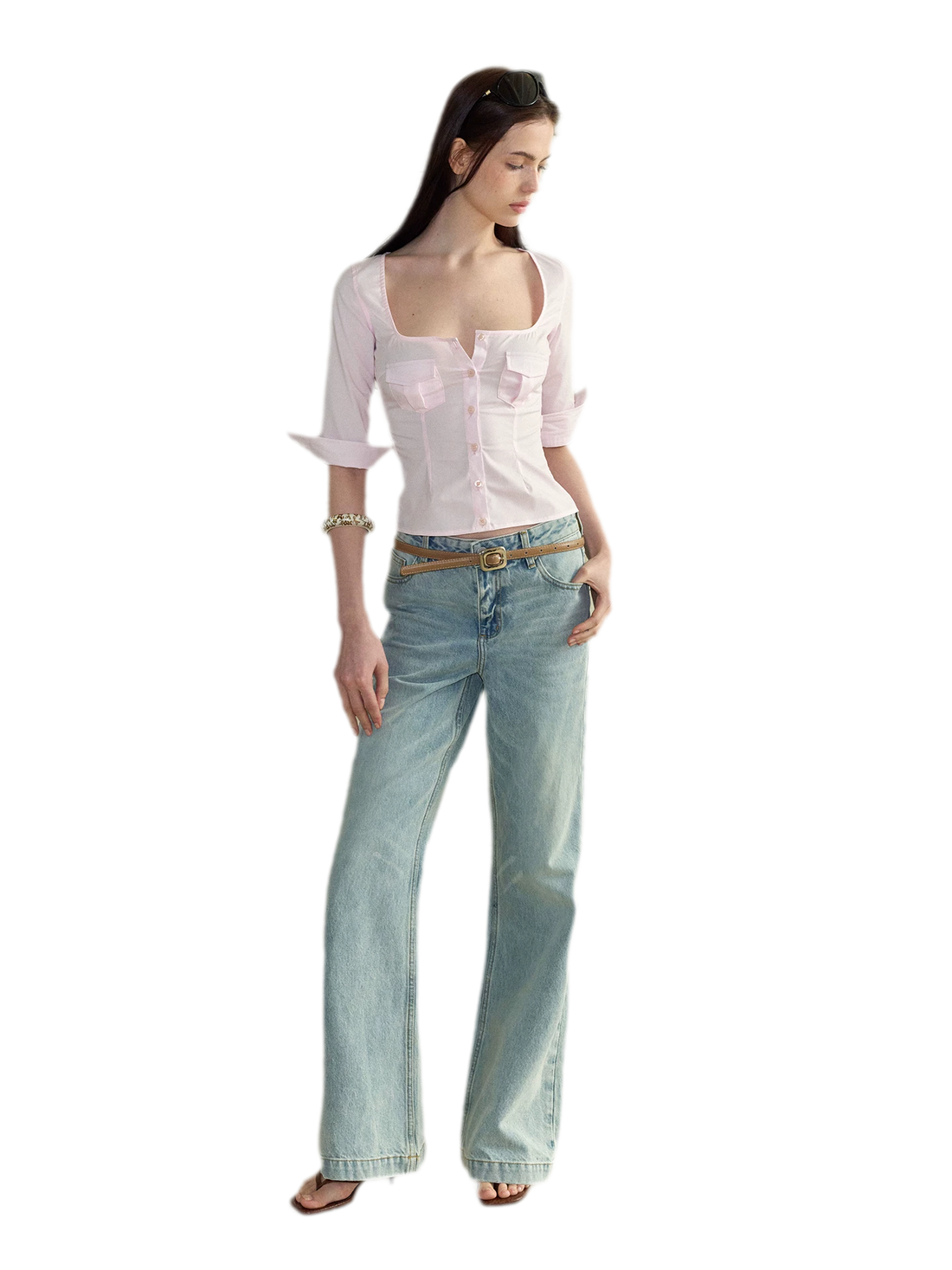 Vintage Square Neck Slim Fit Shirt