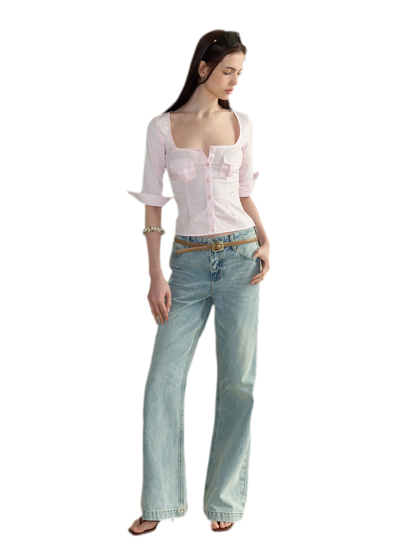 Vintage Square Neck Slim Fit Shirt