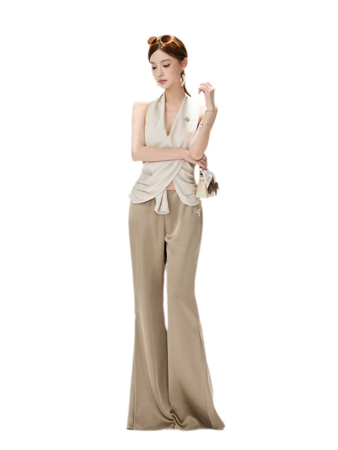 Satin Drape Flared Pants