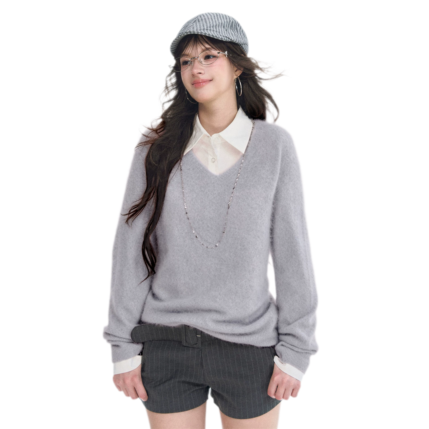 Brushed V-Neck Wool Sweater