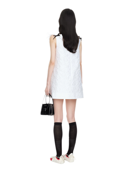 Ruffled Bow A-Line Mini Dress
