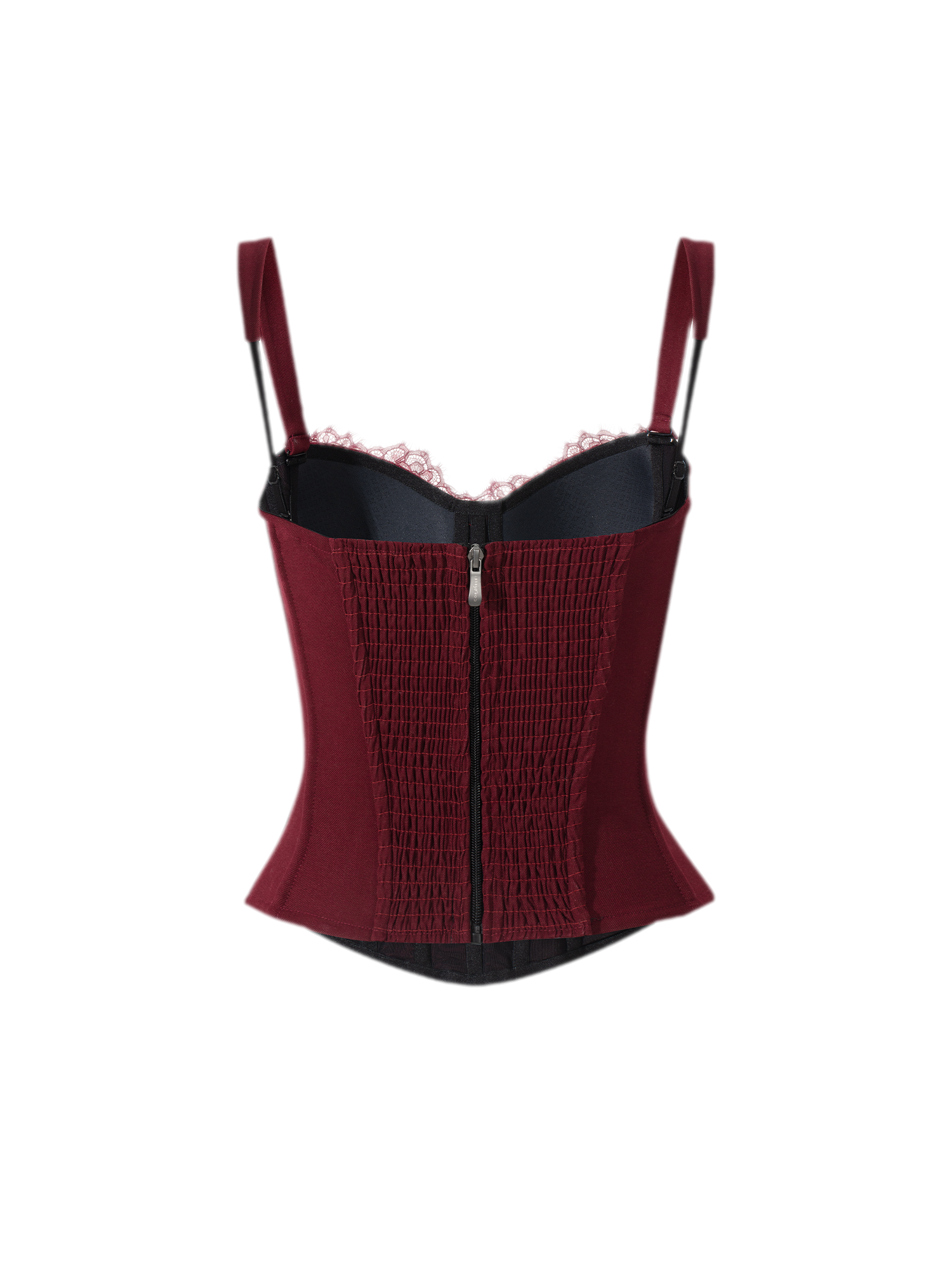 Burgundy Lace Boned Bustier