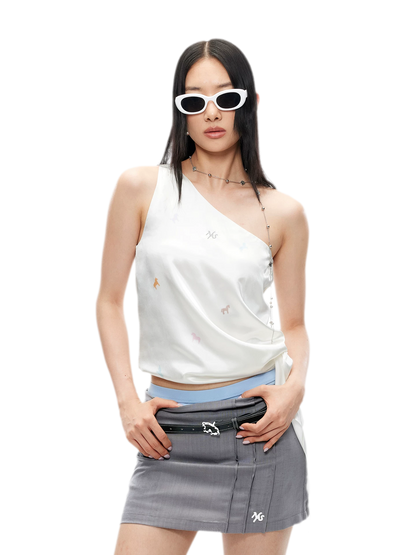 Acetate Satin Camisole with Horse Print