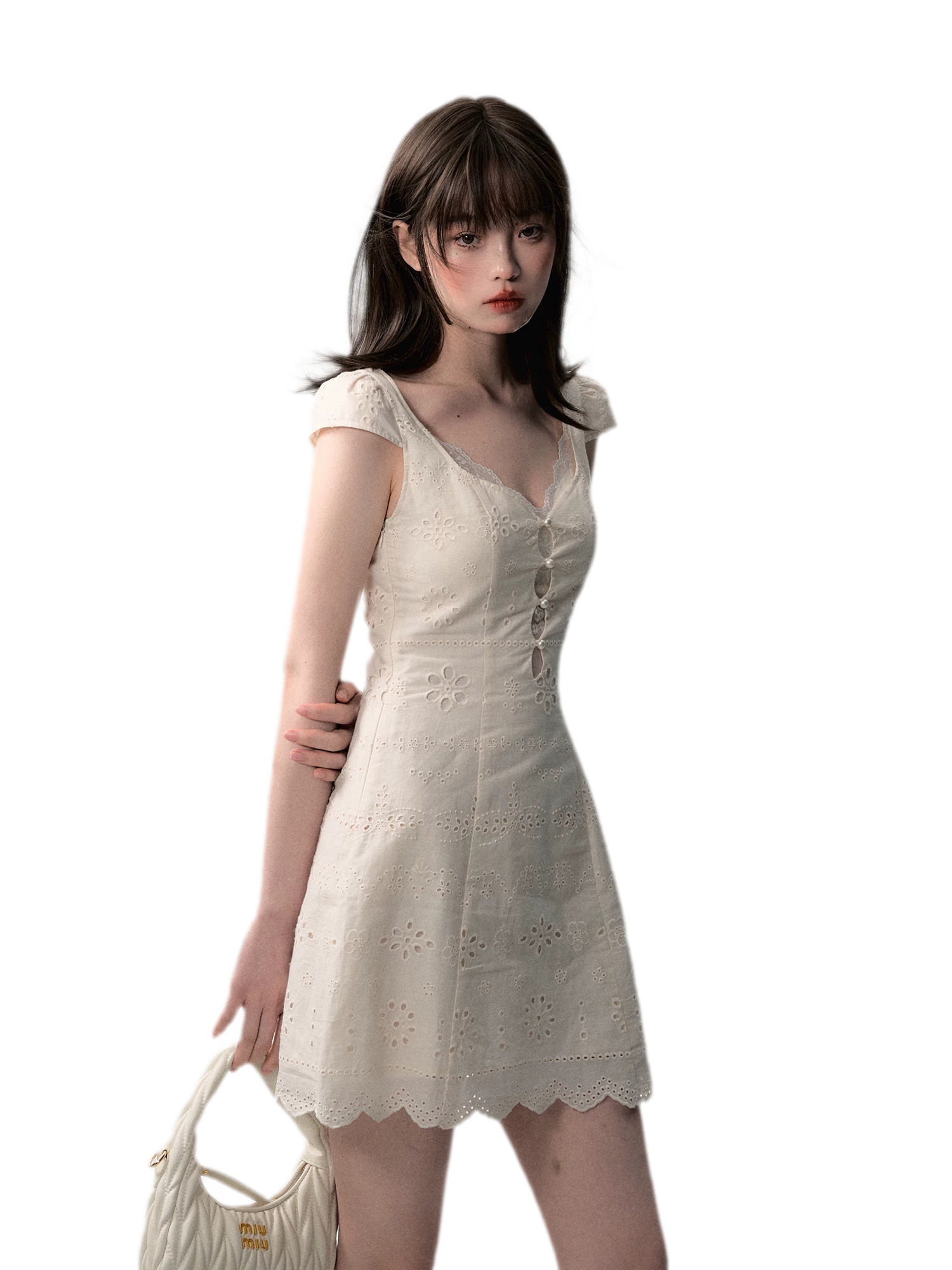Broderie Lace Midi Dress