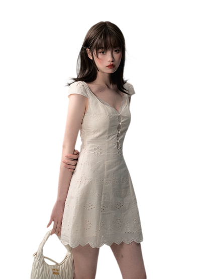 Broderie Lace Midi Dress