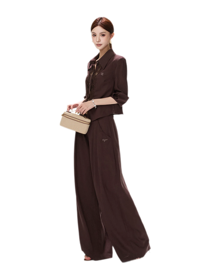 Textured Wide-Leg Linen Trousers