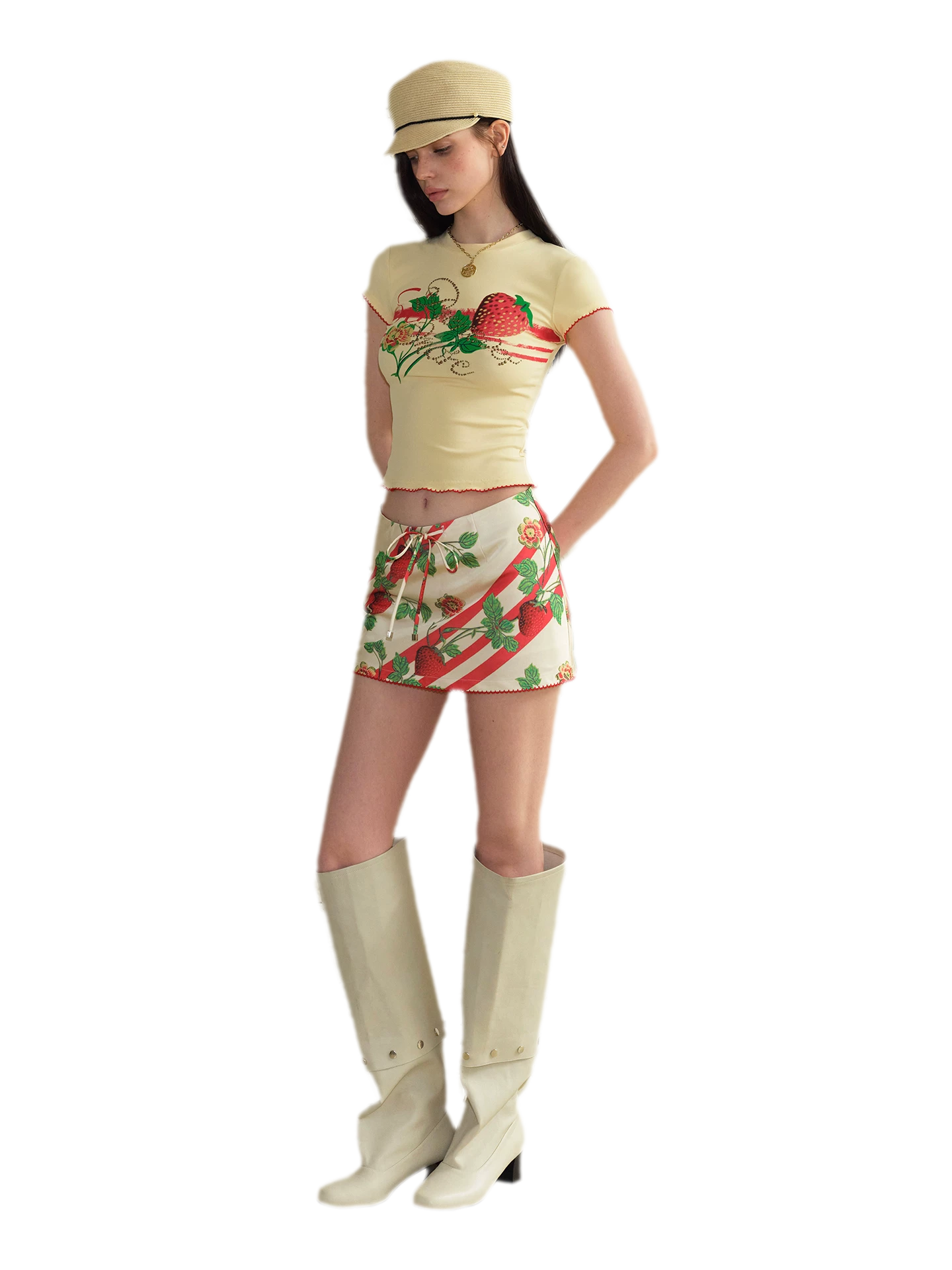 Satin Print A-line Skirt