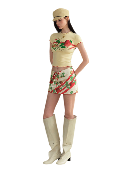 Satin Print A-line Skirt