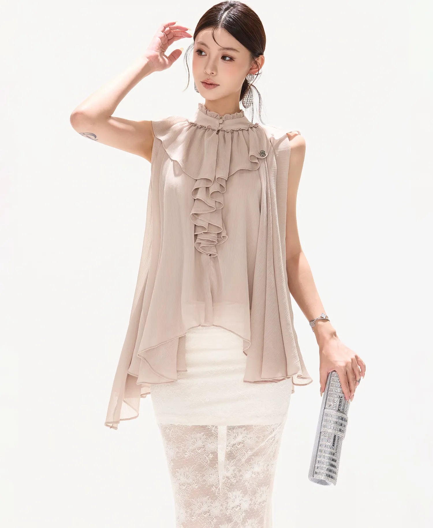 Ruffled Chiffon A-Line Top