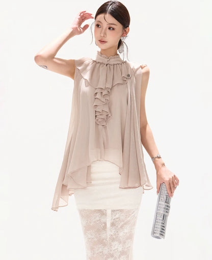 Ruffled Chiffon A-Line Top