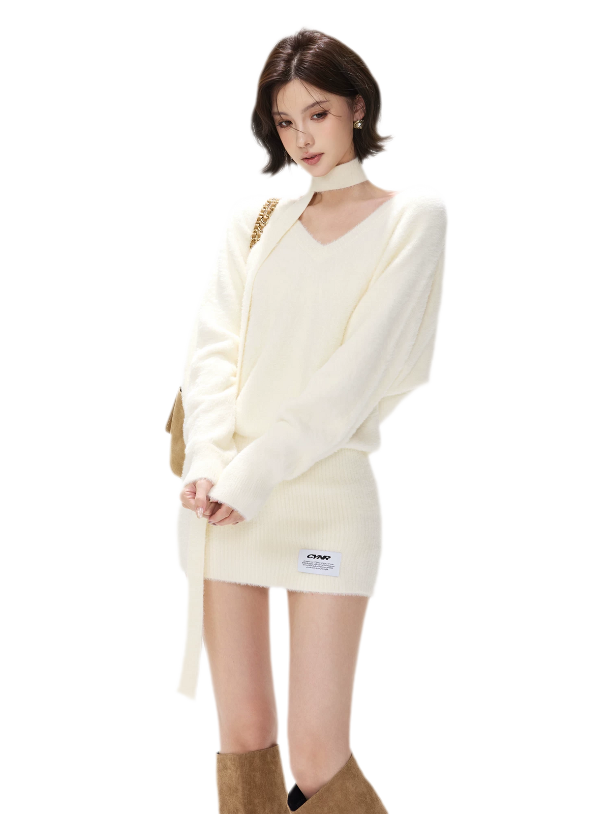 Plush V-Neck Convertible Sweater