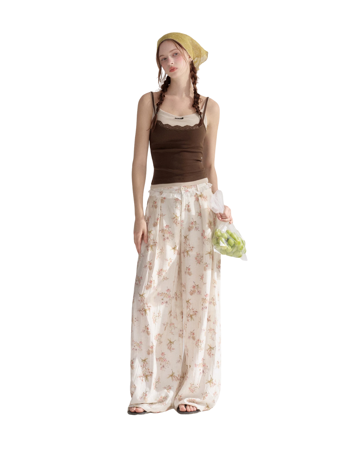 Vintage Colorblock Lace Trim Fake Two-Piece Camisole Top