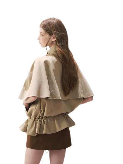 Drawstring Cape Trench Coat