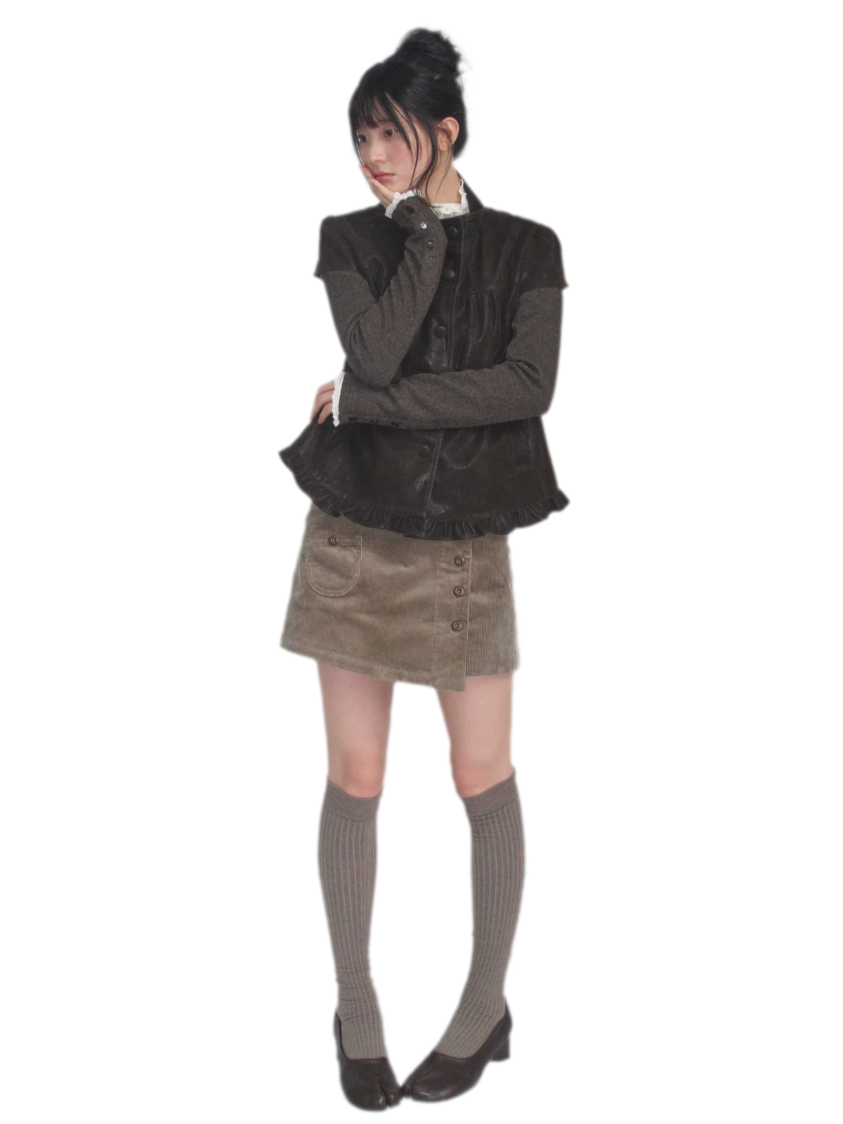 Corduroy High-Waist Mini Skort