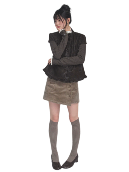 Corduroy High-Waist Mini Skort