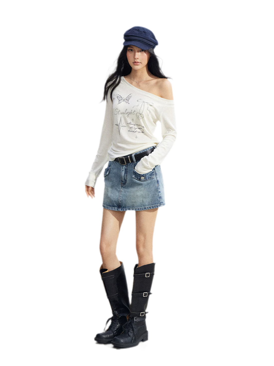 Asymmetric Off-Shoulder Sun Protection T-Shirt