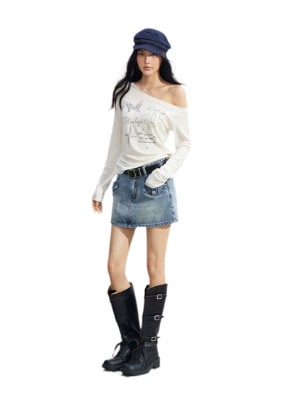 Asymmetric Off-Shoulder Sun Protection T-Shirt