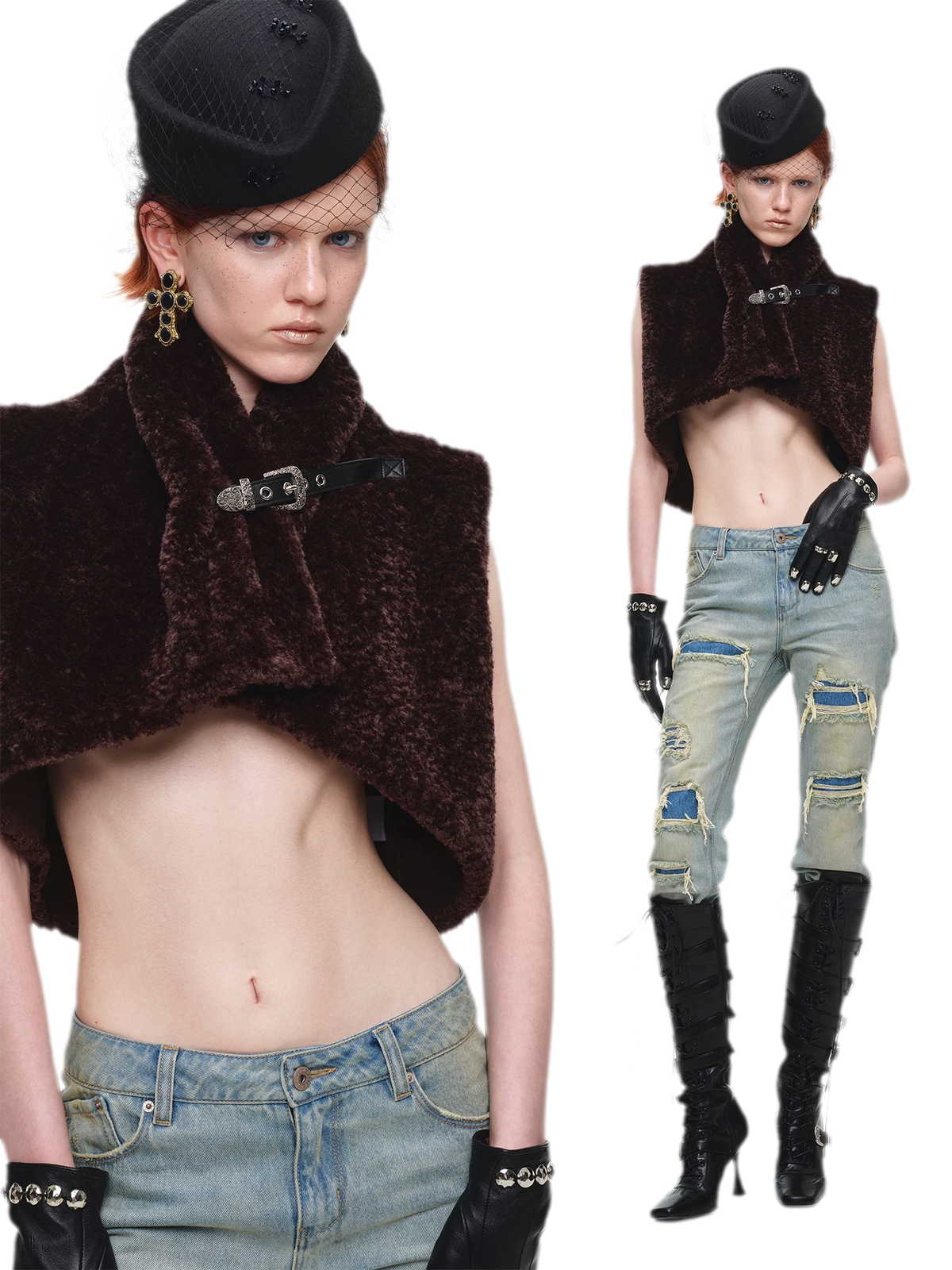 Belted Leopard Faux Fur Vest