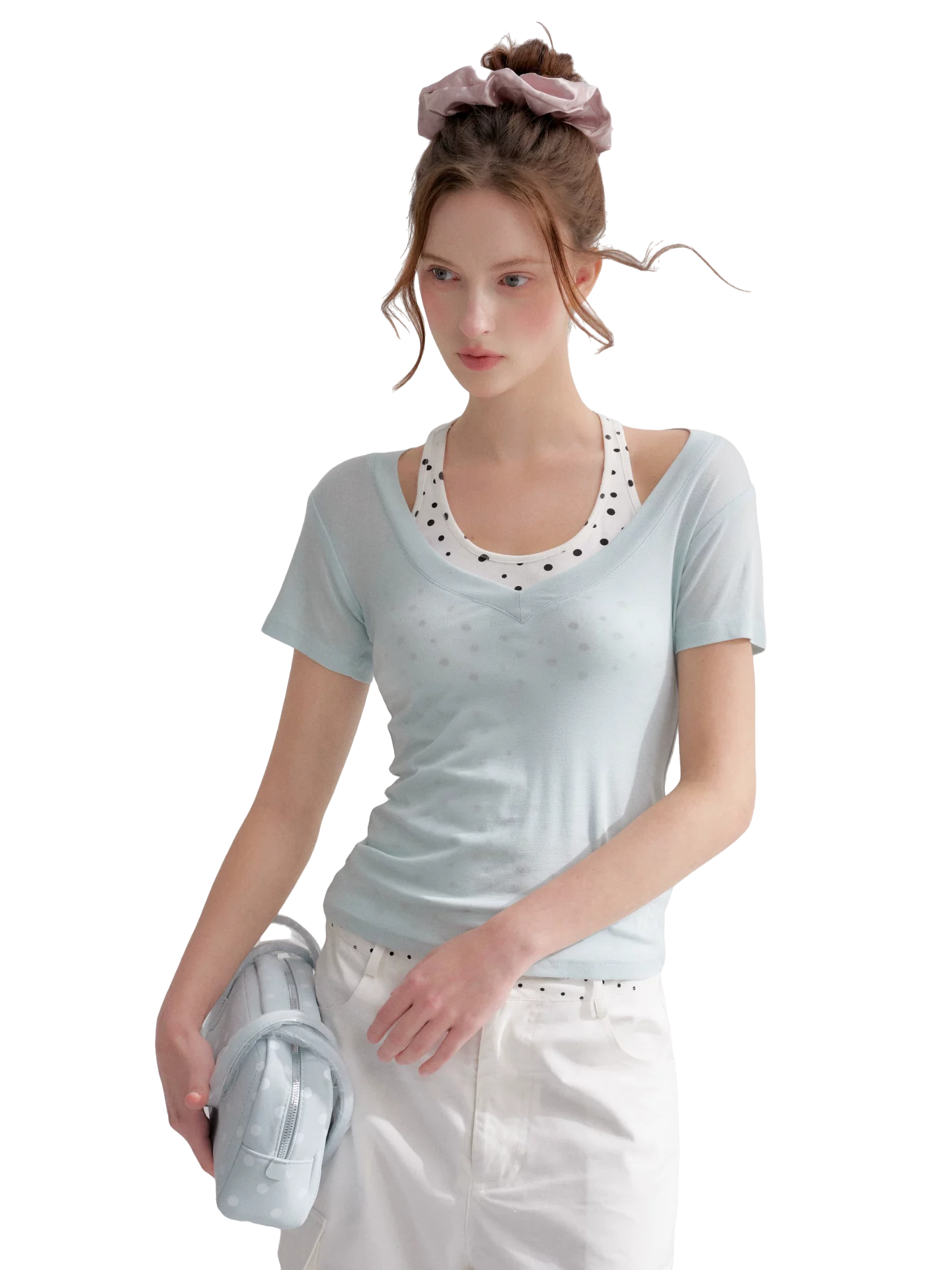 Blue V-Neck Slim Fit Short Sleeve T-Shirt