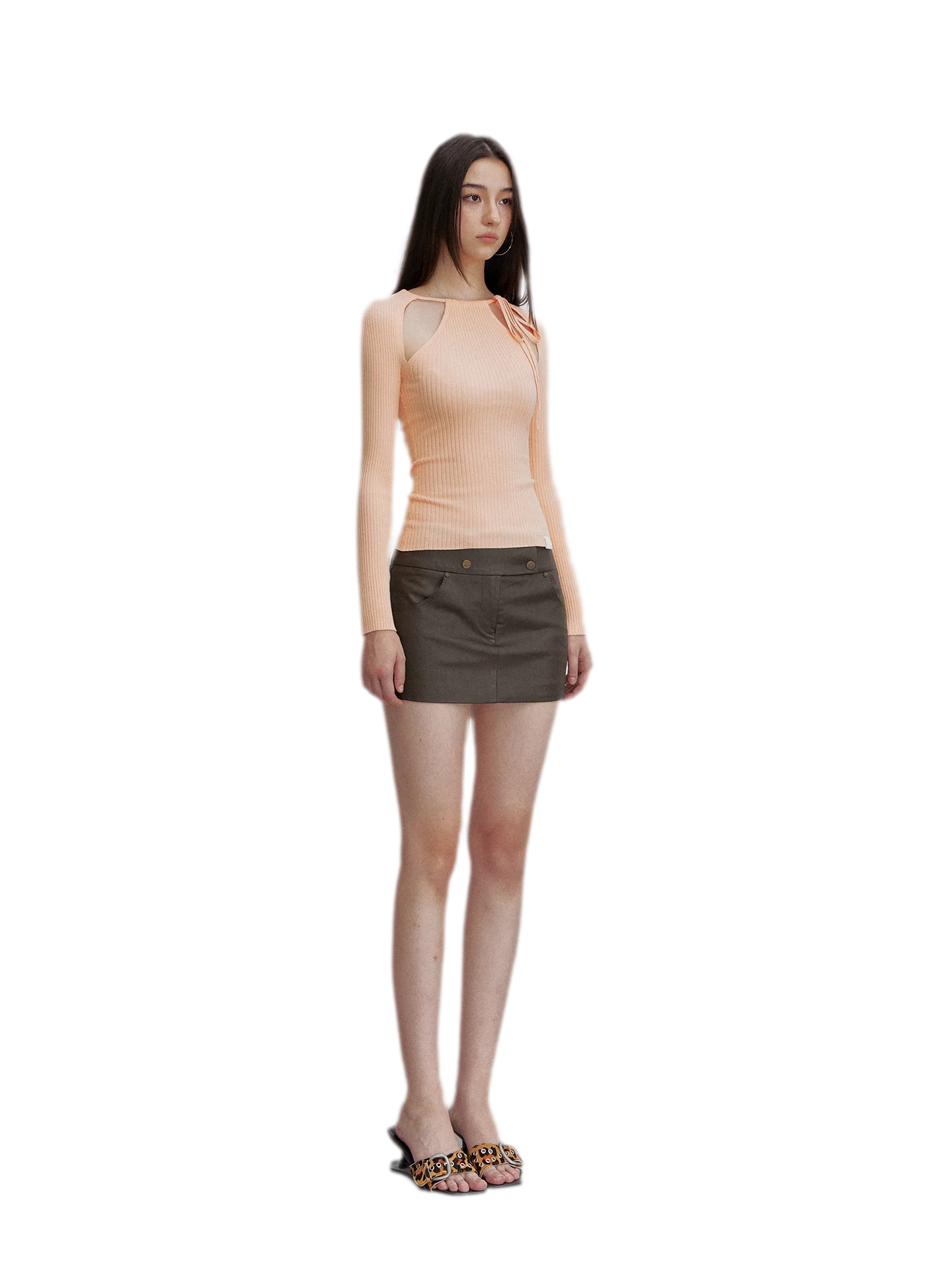 Mocha Brown A-Line Mini Skirt