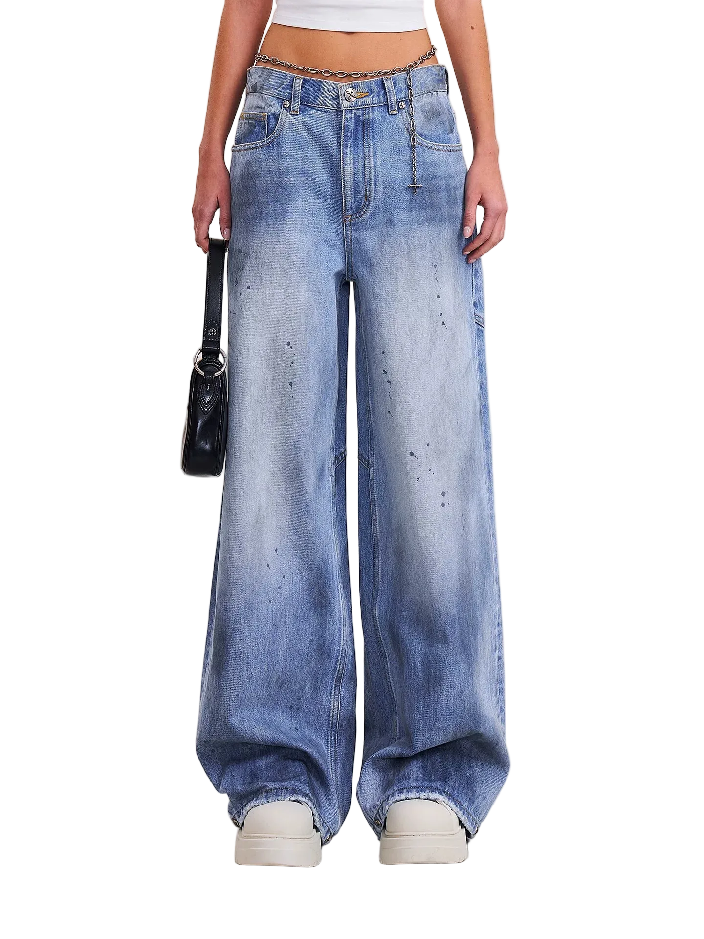 Cross Statue Desert Wide-Leg Jeans