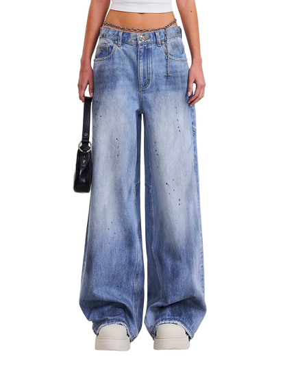 Cross Statue Desert Wide-Leg Jeans