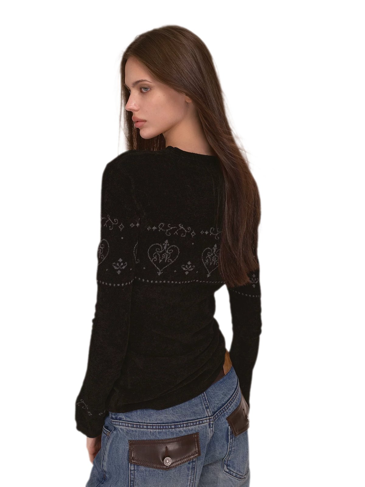 Fair-Isle-Pullover mit dreidimensionalem Plüsch