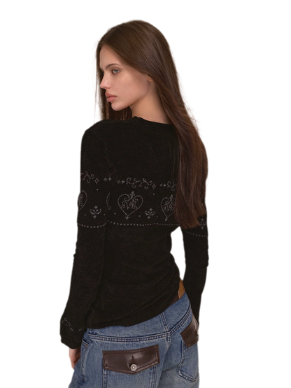 Fair-Isle-Pullover mit dreidimensionalem Plüsch