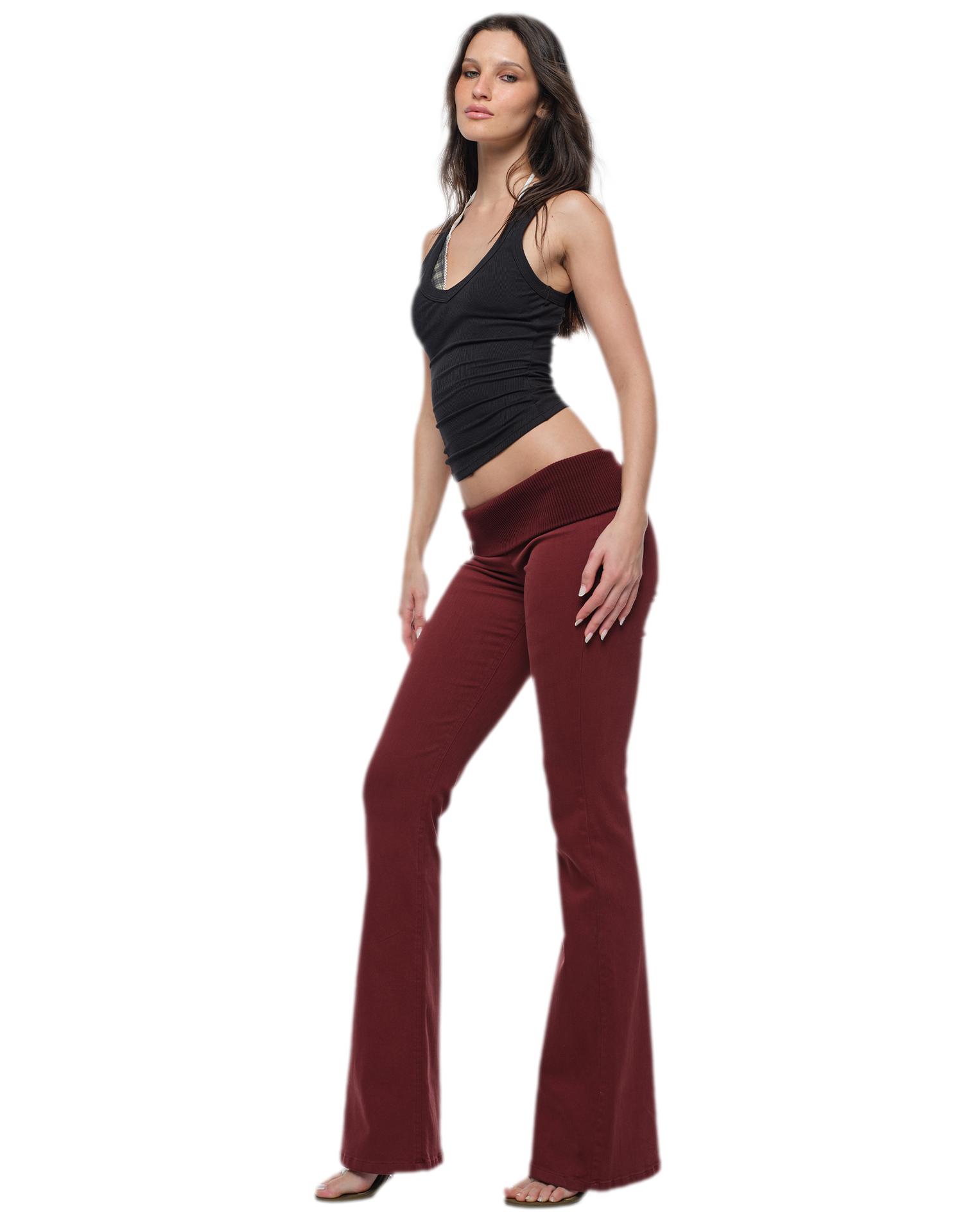Turn-Up Flared Jeans