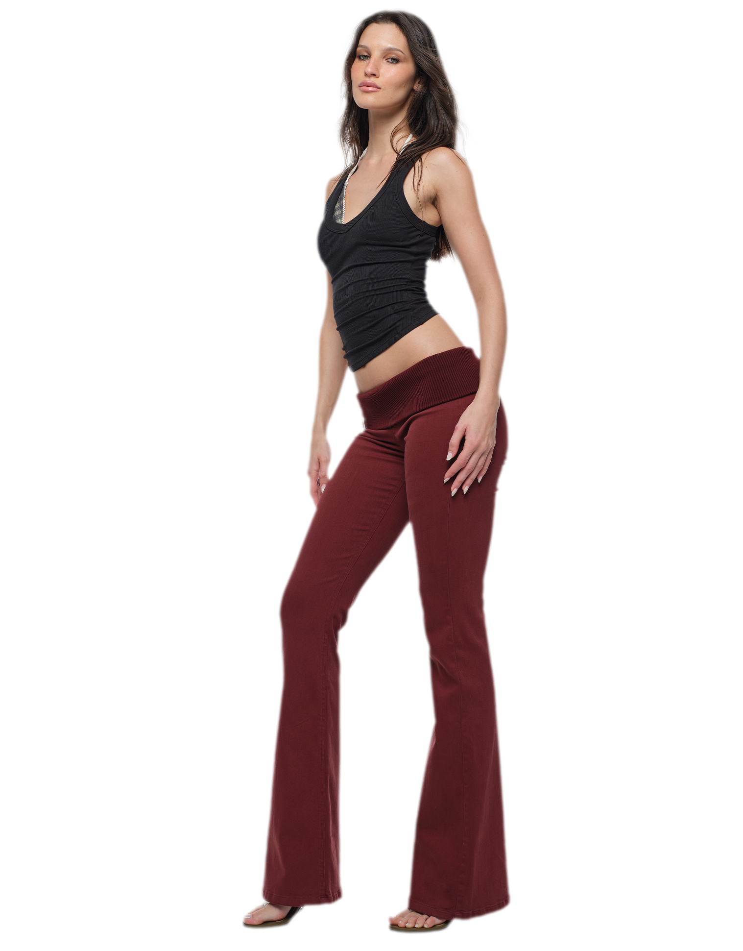 Turn-Up Flared Jeans
