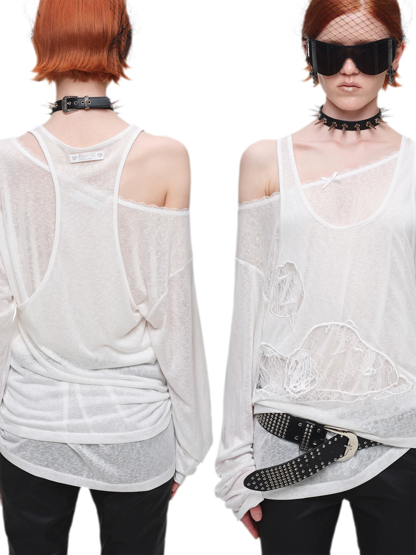 Lace Appliqué Layered Long-Sleeve T-Shirt