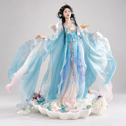 Doria Mermaid Song Embroidered Large-Sleeve