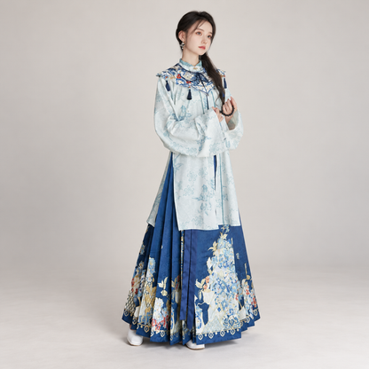 青花碎玉 Blue-and-White Jade Shards Ming-Style Stand-Collar