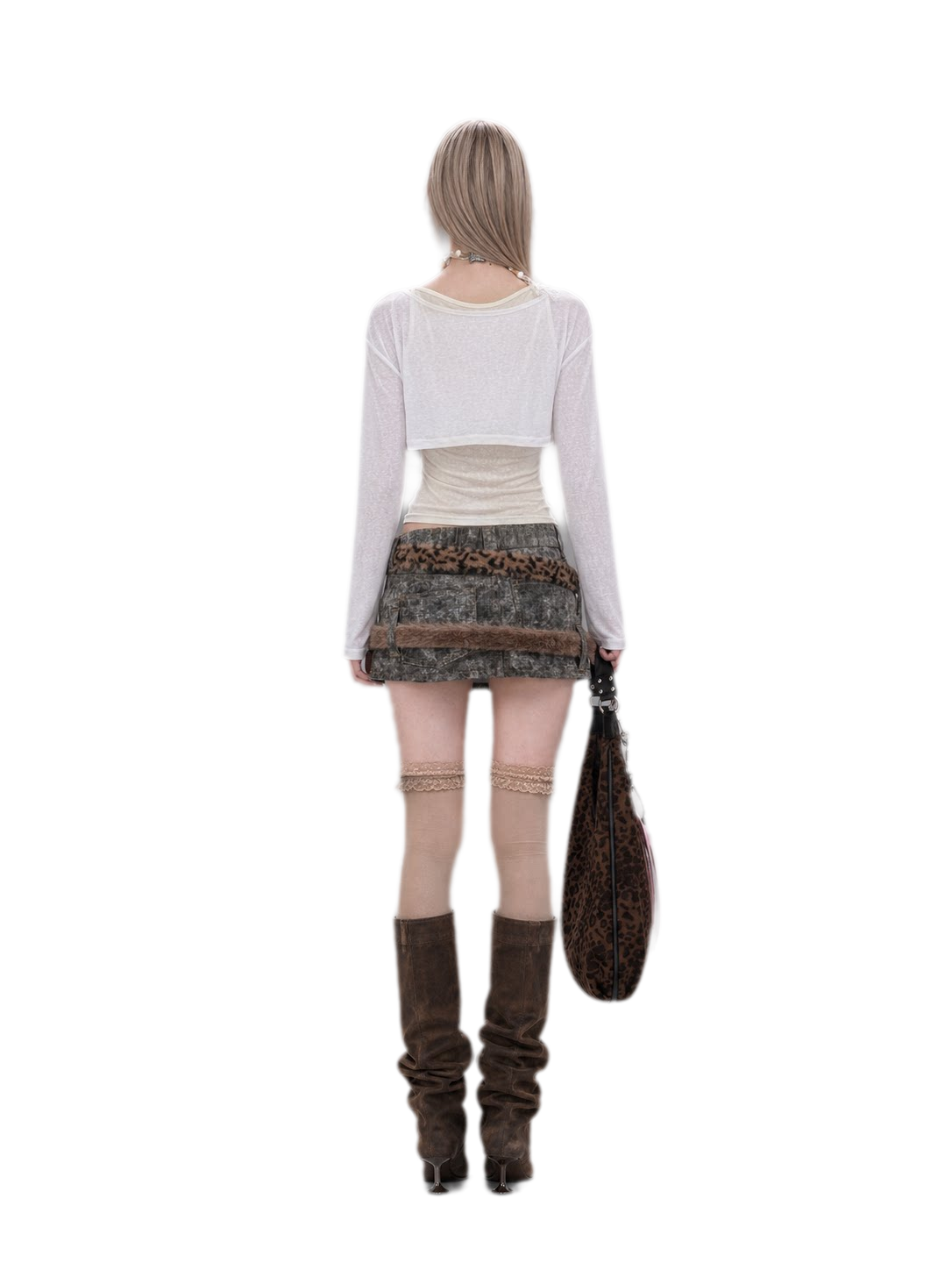 Layered Leopard Panel Mini Skirt