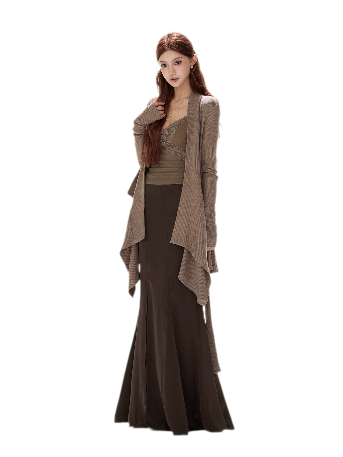 Matte Drape Irregular Hem Cardigan
