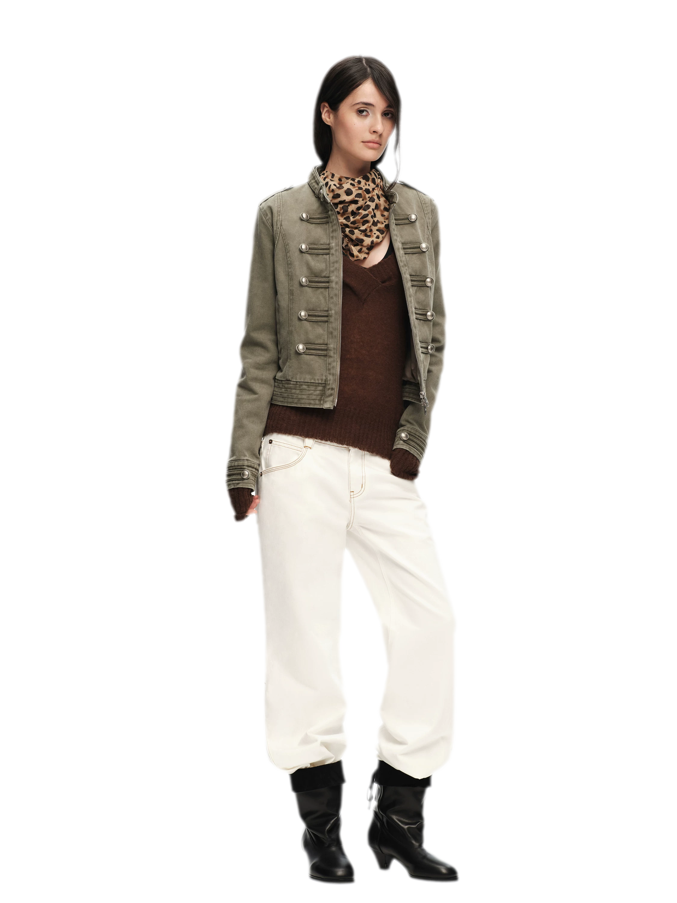 Contrast Stitch Flared Jeans