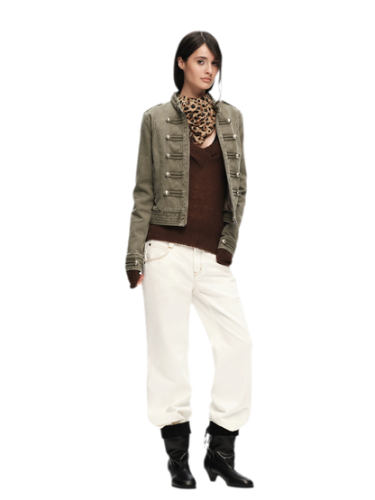 Contrast Stitch Flared Jeans