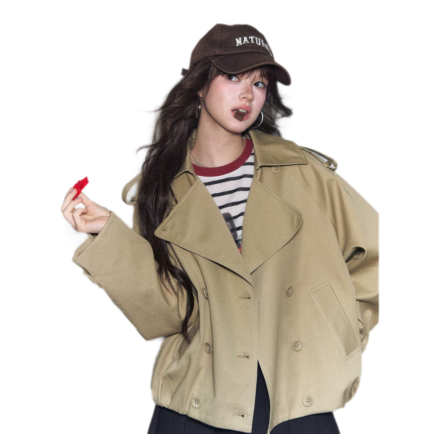 Cotton Cropped Double-Breasted Trench