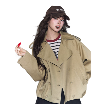 Cotton Cropped Double-Breasted Trench