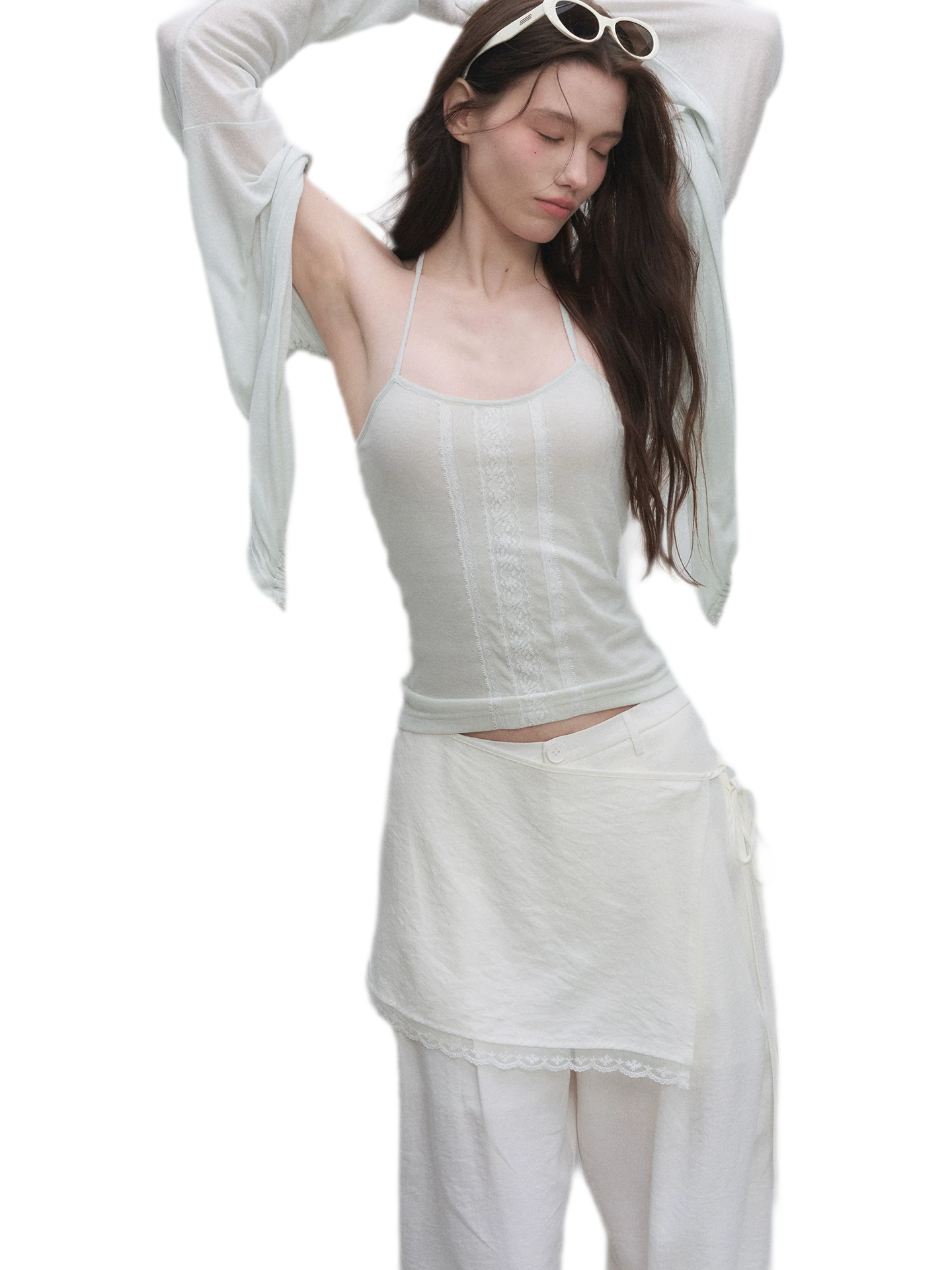 Textured Low-Waist Wide-Leg Trousers